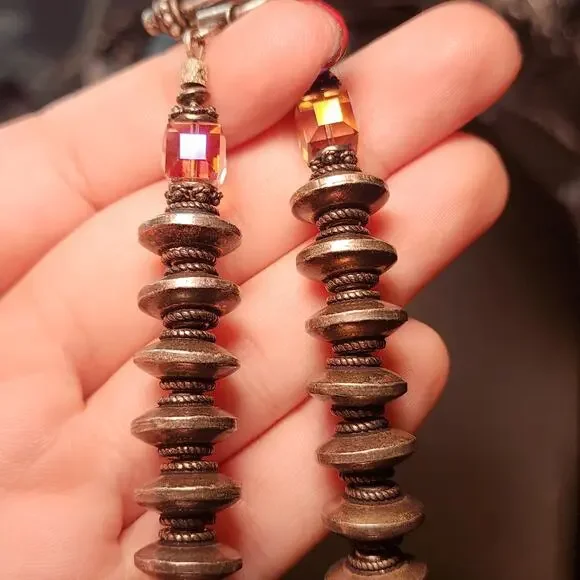 Vtg Purple Swarovski Crystal Necklace Solid Sterling Silver Beads Toggle 129g - Picture 4 of 10